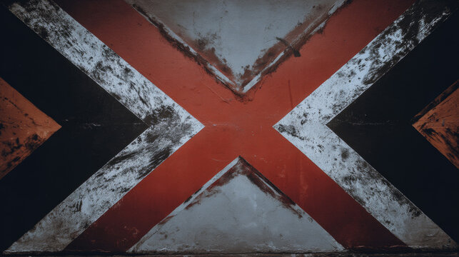 Distressed Red and Black Geometric X Pattern Background