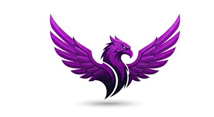 Fototapeta premium Purple phoenix illustration with spread wings for design and branding