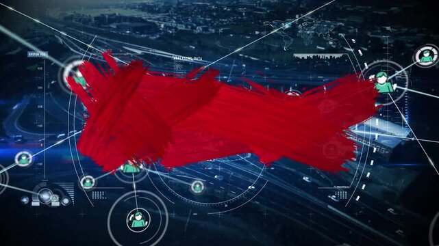Animation of data processing over media icons