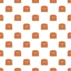 Repeating wooden treasure chest pattern creating a seamless background graphic © nsit0108