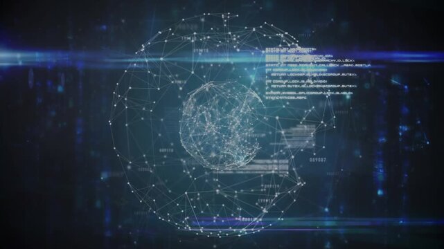 The global business community is represented by a hologram in this digital animation