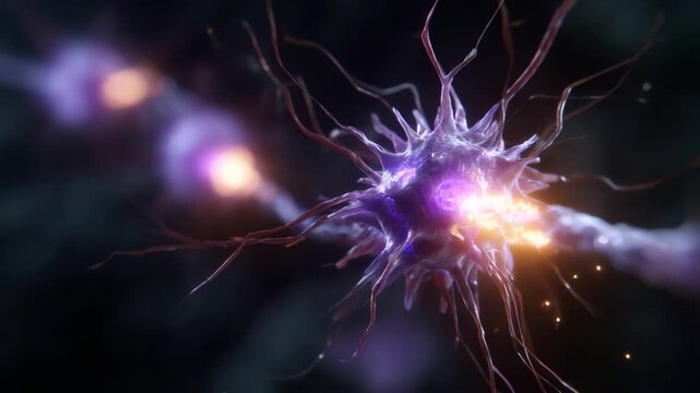 Intricate Process of Neural Communication: Capturing the Dynamic Interaction Between Neurons in a Fascinating Close-Up Perspective of Neural Activity