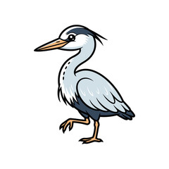Fototapeta premium cartoon heron walking on white background