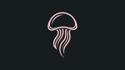 Pink jellyfish silhouette on black background © Palmeiras