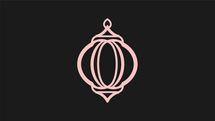 Fototapeta premium Pink lantern illustration on black background