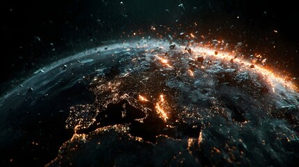 Final collapse scene with digital world map fading into darkness, cinematic ending