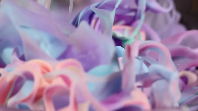 Gemini บอกว่า
Abstract ink in water with smooth flowing liquid shapes and soft pastel colors blending together in a calming organic motion and high detail fluid simulation captured in slow motion.