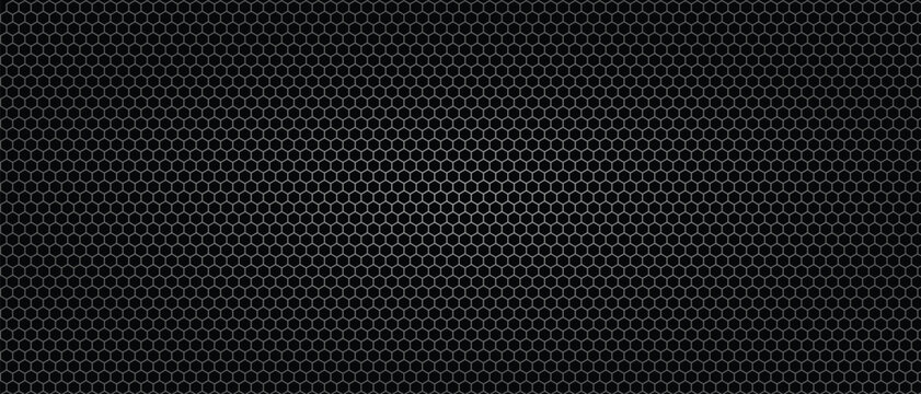 Black perforated metal plate. Metal grill. Metal micro mesh seamless pattern. Black metal texture steel background. Vector design illustration. 