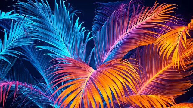 Vibrant colorful palm leaves
