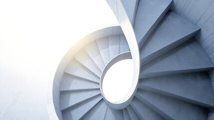 Fototapeta premium narrowing. Aerial view of a spiral staircase structure narrowing towards the top in minimalist concrete architecture. real-estate listings.