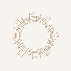 Obraz premium Abstract Music Circle Minimalist Wall Art, Sound Wave Ring Poster, Harmony Concept Design, Neutral Aesthetic Decor, Modern Minimal Geometric Illustration