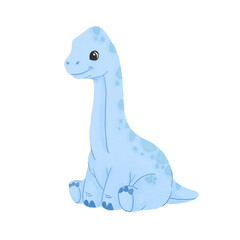 Obraz premium A cute cartoon illustration of a blue Dinosaur
