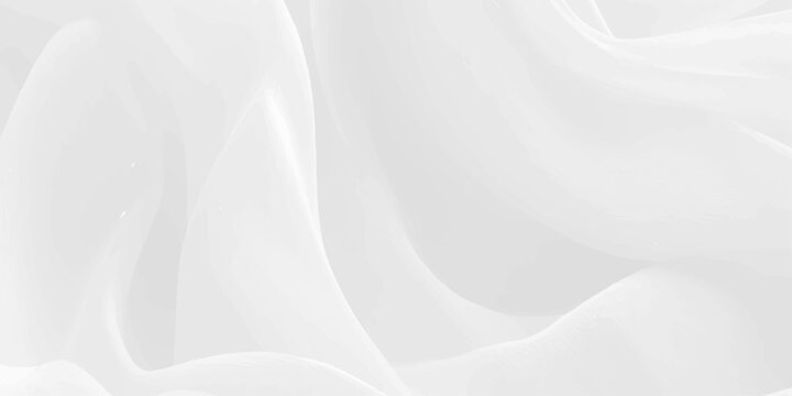 A luxury white silk and satin fabric background features a soft flowing wave texture with smooth light curves for a wedding textile backdrop or fashion wallpaper design