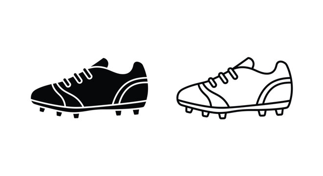 Black and white illustration of a soccer cleat or football boot