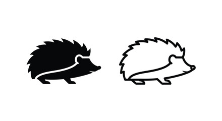 Two hedgehog illustrations one solid one outlined in black and white © Mama