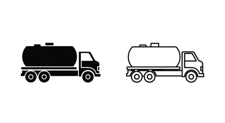 Fototapeta premium Two black and white illustrations of a tanker truck design