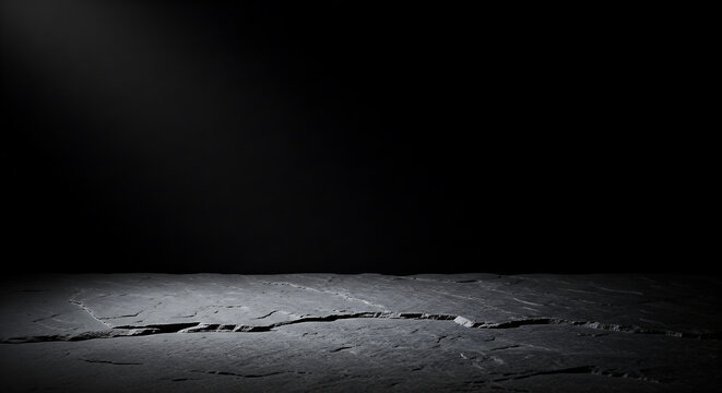 Dark Slate Surface with Subtle Light Spotlight - Abstract Background for Product Display or Food Photography.