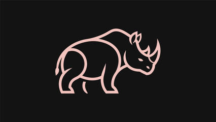Pink rhino outline on black background © Golden