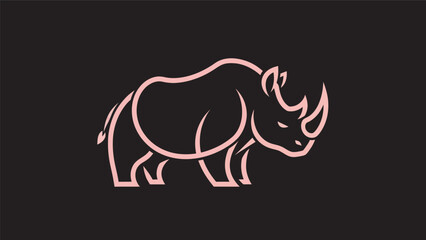 Pink rhino outline on black background © Golden