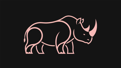 Pink rhino silhouette on black background © Golden
