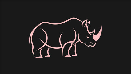 Pink rhino silhouette on black background © Golden