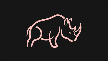Pink rhino silhouette on black background © Golden