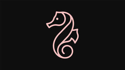 Obraz premium Pink seahorse icon on black background