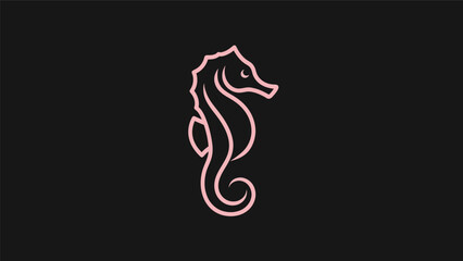 Pink seahorse outline on black background © Golden