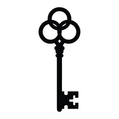 Obraz premium Elegant Black and White Skeleton Key Vector Illustration.