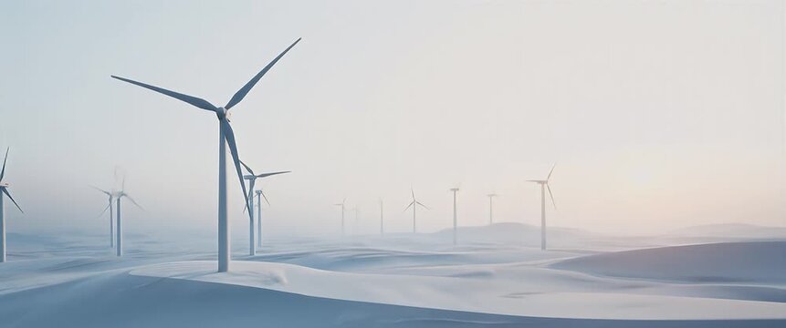 Modern wallpaper background featuring abstract minimalist design inspired by wind farm development with expansive empty space for text overlays supporting advanced turbine design innovative renewable 