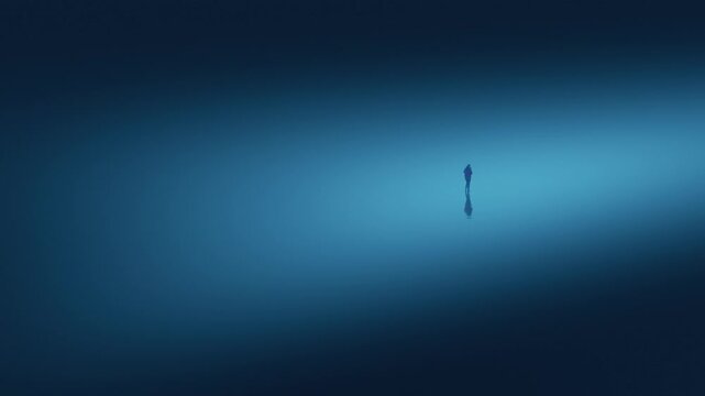 Man Walks In Abstract Dream Landscape