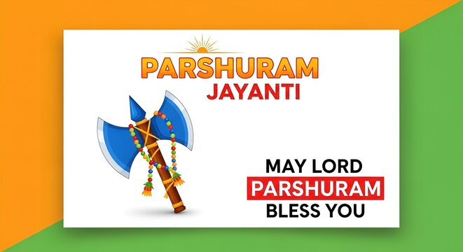 Image is a digital graphic design featuring a festive greeting card layout. The background is divided diagonally into two sections, with the top half in orange and the bottom half in green. In the cen