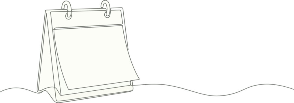 Single line continuous editable desktop calendar drawing. Concept of planner, countdown, memorial day. Vector illustration.
