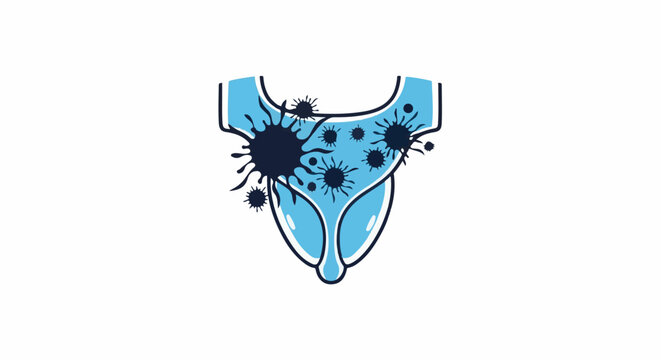 Abstract illustration of a blue shape with dark ink splatters