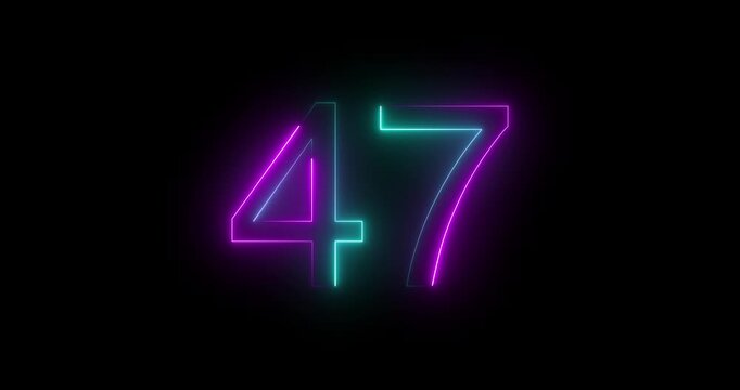Glowing neon 38 text number animation on black background. Bright neon 38 number symbol. glowing neon number animation concept