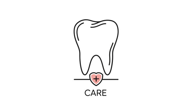 Dental health icon showing tooth with a heart representing care and well-being no comma or special