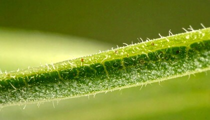 Fototapeta premium Ultra Close Up View of Green Leaf Margin and Fine Plant Hairs