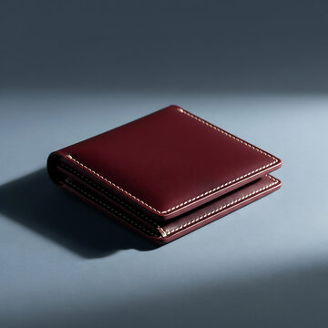 Elegant Marroon Leather Wallet for Men with White Stitching, Studio Shot.