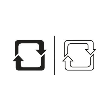 Recycle symbol icon: black filled and outline versions for reuse and circular economy
