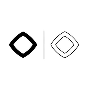 Geometric diamond shape and square frame icon for abstract logo and design solid and outline set