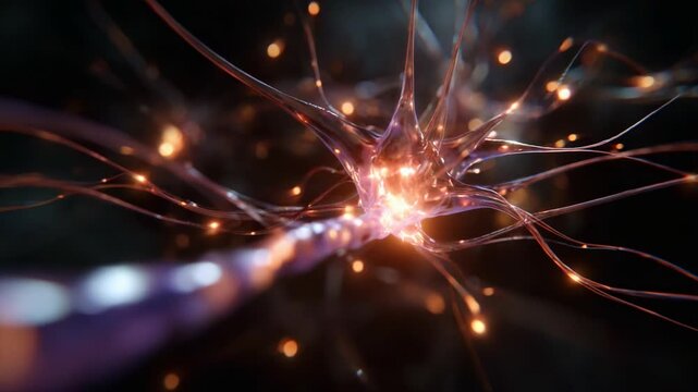 Intricate Neural Networks: A Close-Up View of Neurons Pulsating with Life and Energy, Showcasing Their Complex Structures and Connection Patterns in Detail.
