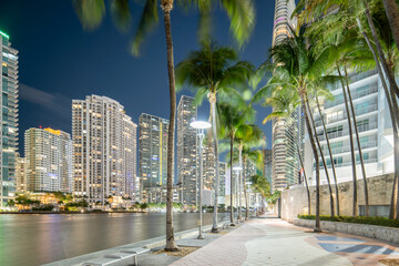 Night stock photo Miami Riverwalk by the Miami River 2026