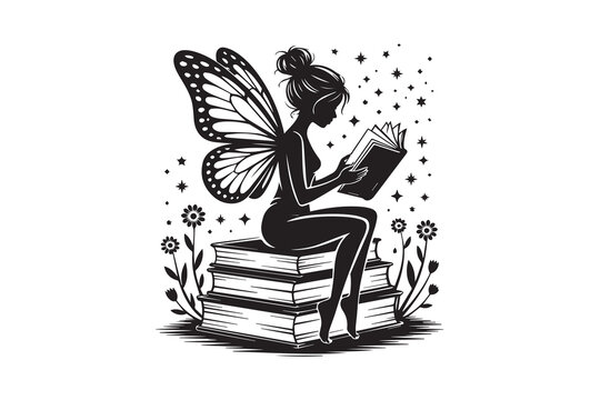 Fairy Reading Book Illustration vector