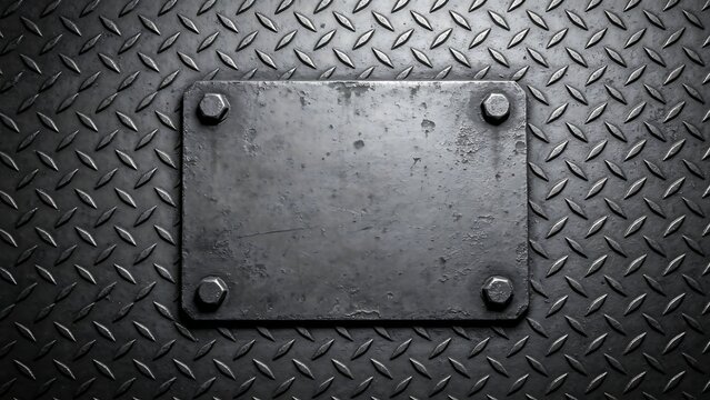 Metal plate on diamond plate background