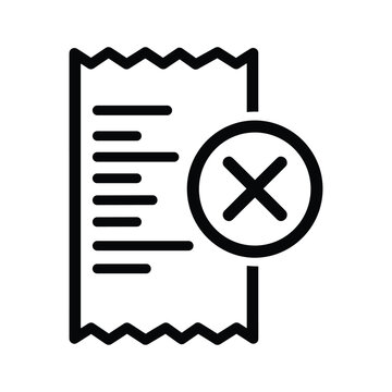 Icon depicting a receipt with a crossed out circle indicating cancellation or rejection
