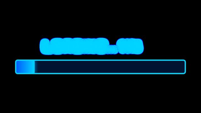 Neon Cyan Loading Bar Animation on Transparent Background