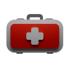 Obraz premium 3d render front view first aid box illustration