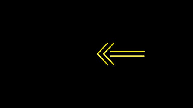 A left arrow sign, isolated on a transparent background, unfolding animation of a solid line. .4k video.
