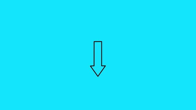 down arrow animation. Colorful directional down arrow icon animation, road information sign, traffic arrow.