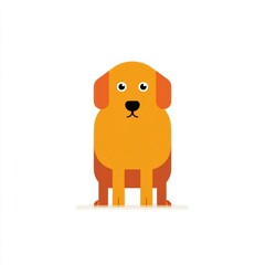 Obraz premium Friendly Golden Retriever Illustration in Flat Design Style With Simple Colors and Large Eyes on a White Background